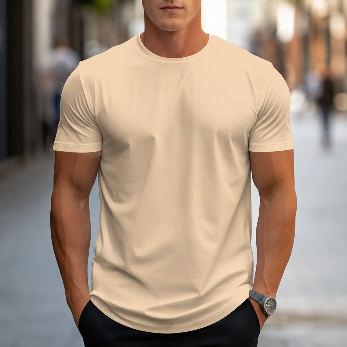 Owen - T-shirt uni décontracté pour hommes