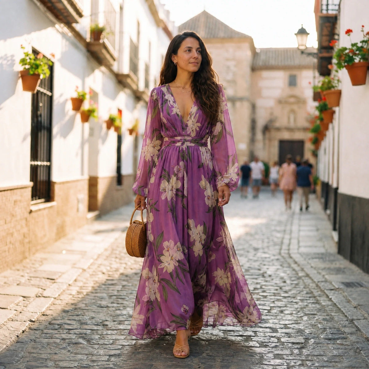 Leanne - Robe Maxi Fluide à Motif Floral