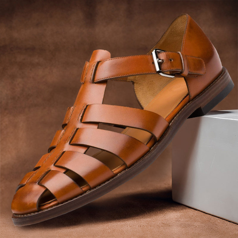 Zach - Sandales en cuir style d'été confortable