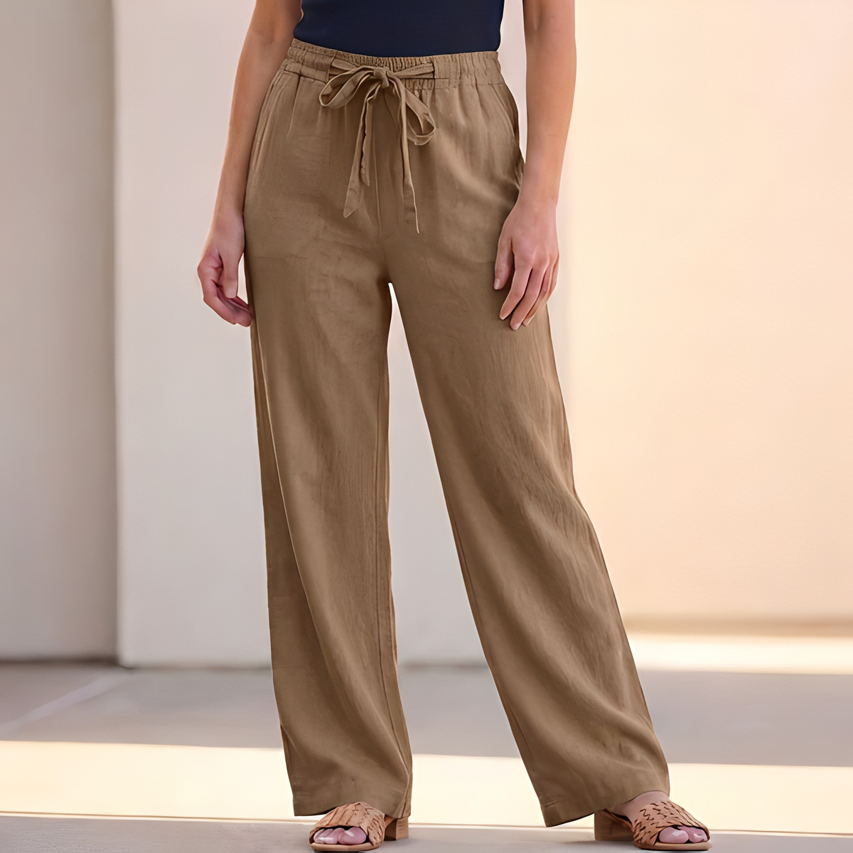 Analyn - Pantalon ample d'été avec cordon de serrage pour femme
