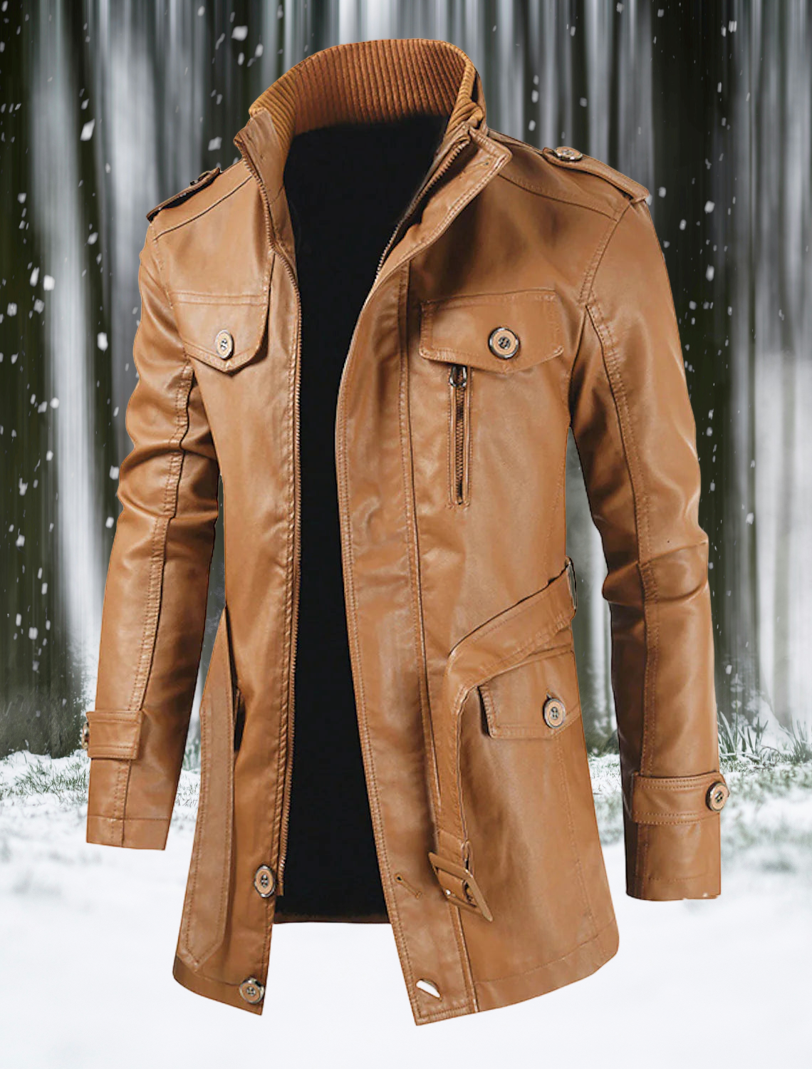 Uilleam - Veste en cuir longue pour homme au style unique
