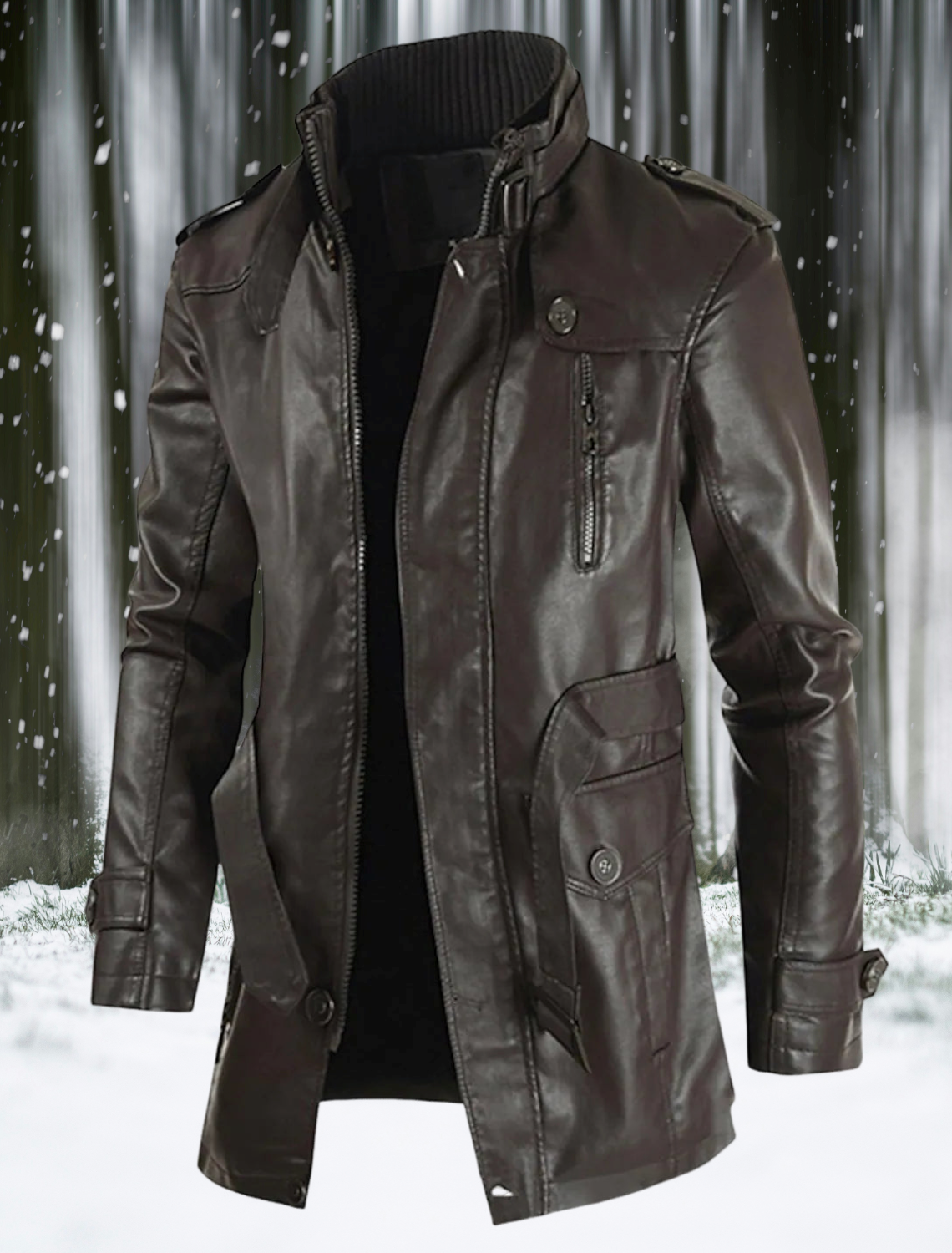 Uilleam - Veste en cuir longue pour homme au style unique
