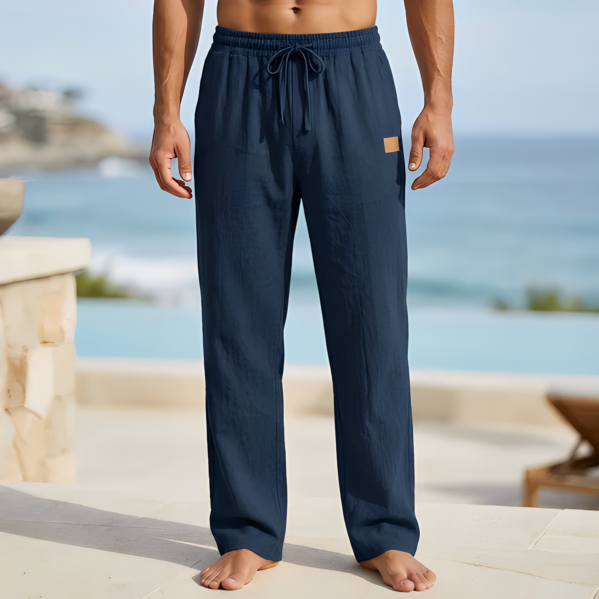 Diones - Pantalon ample d'été avec cordon de serrage pour homme