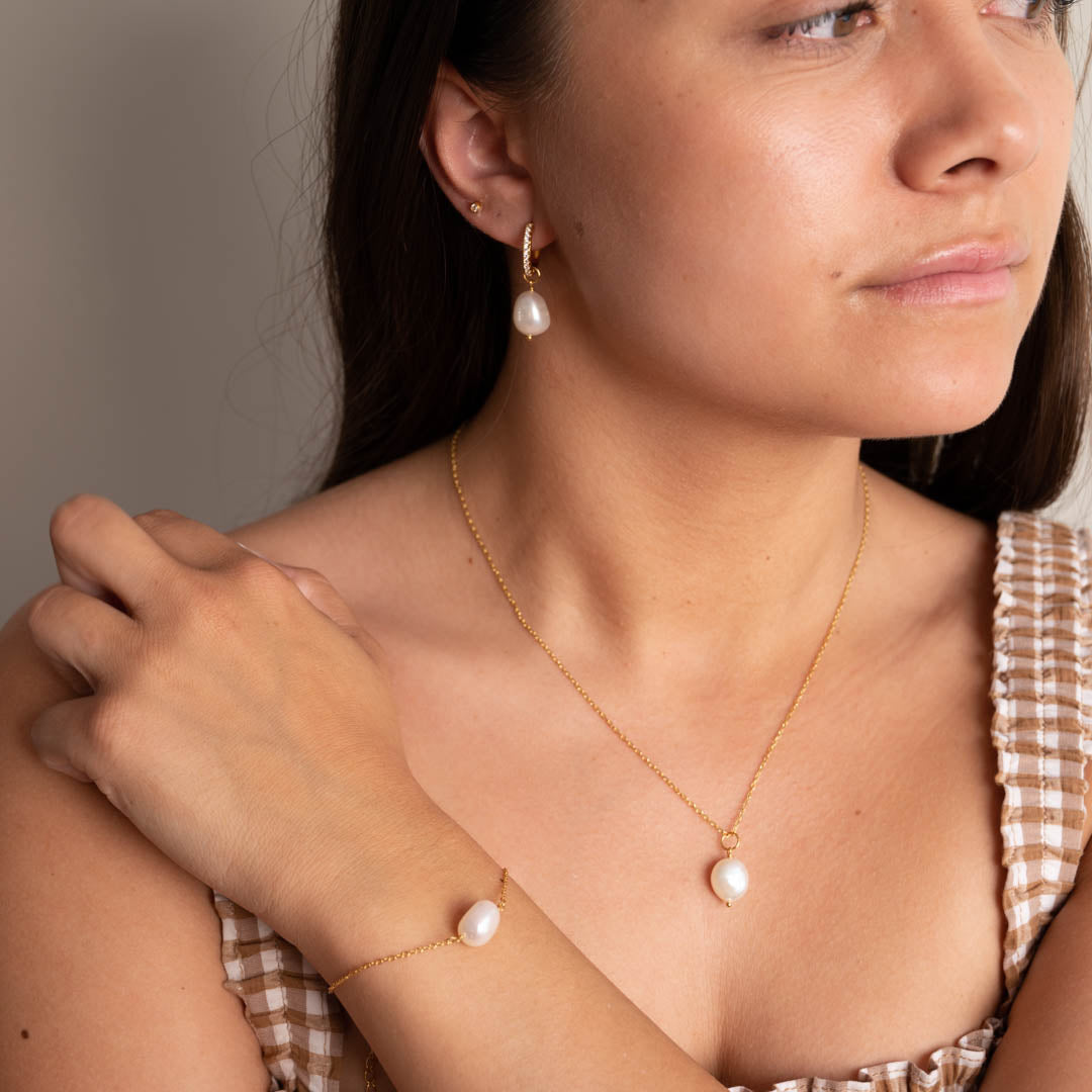 Boucles d'oreilles en zircon de perles - Zircon de perles dorées