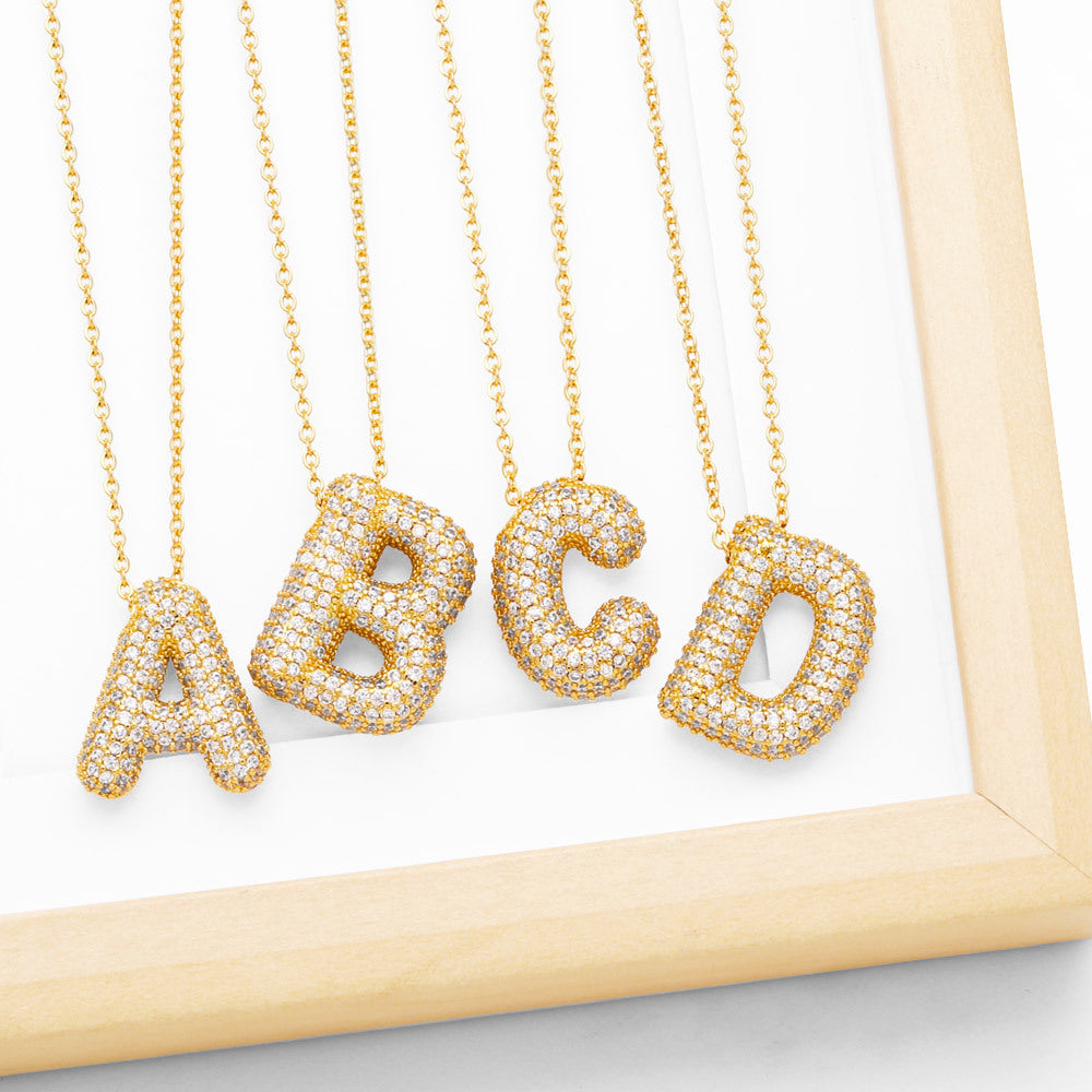 Collier Bubbly Brillant - Lettre en zirconia incrustée