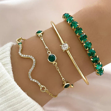 Camille – Ensemble de bracelets élégants avec pierres vertes