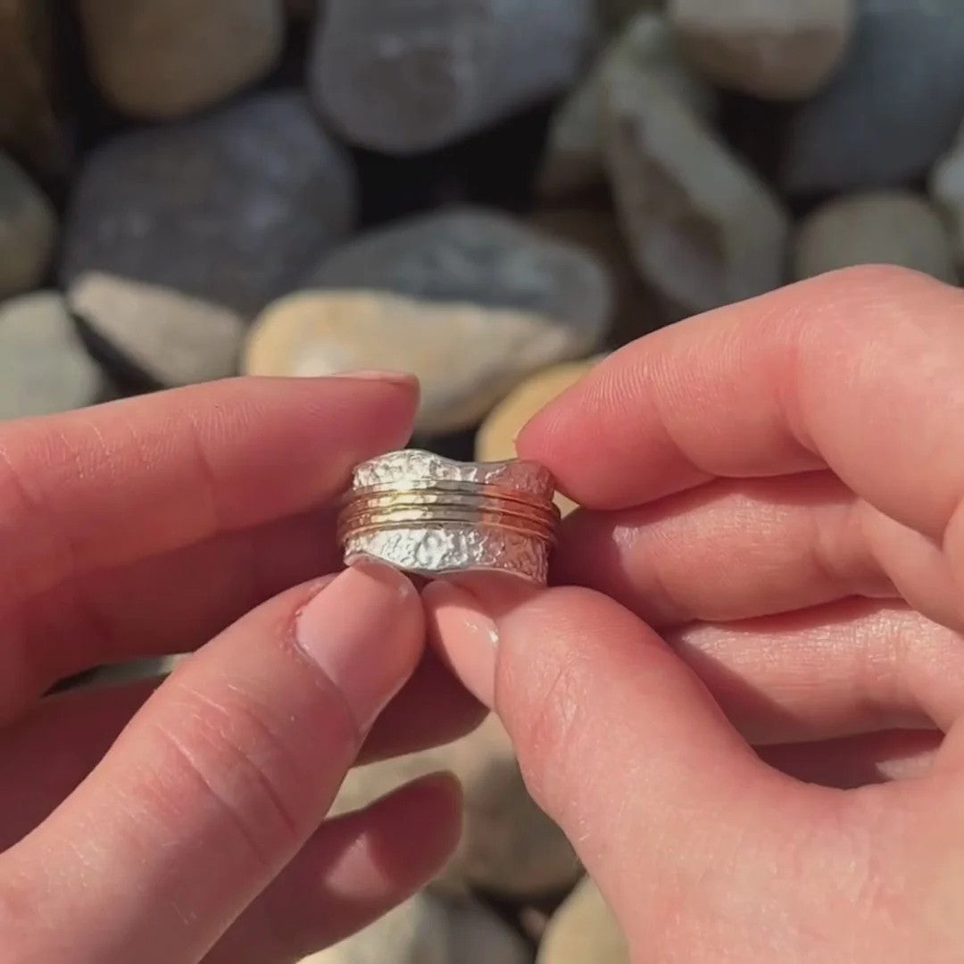 Bianca - Bague rotative intemporelle en or et argent