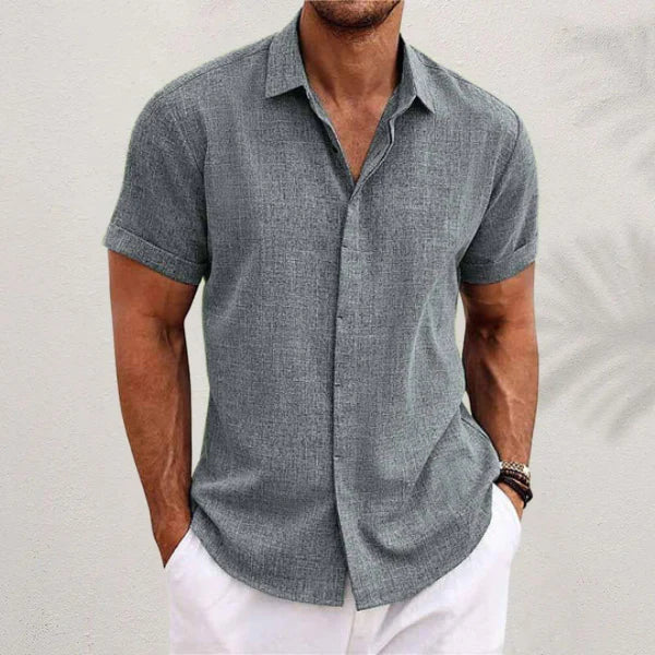 Jared - Hommes Chemise d'été Coton Lin Respirant
