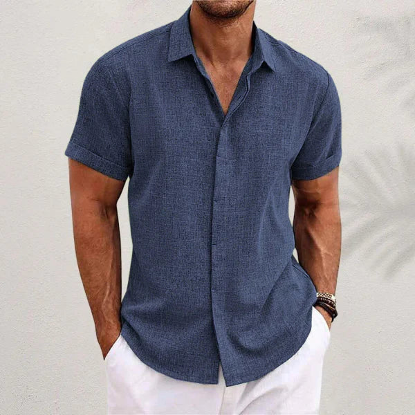 Jared - Hommes Chemise d'été Coton Lin Respirant