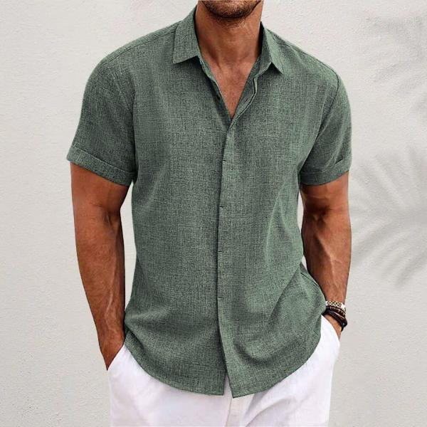 Oberon - Chemise en Lin à Manches Courtes pour Hommes