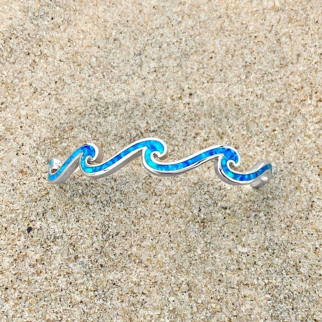 Naya – Bracelet de vagues d'opale et argent