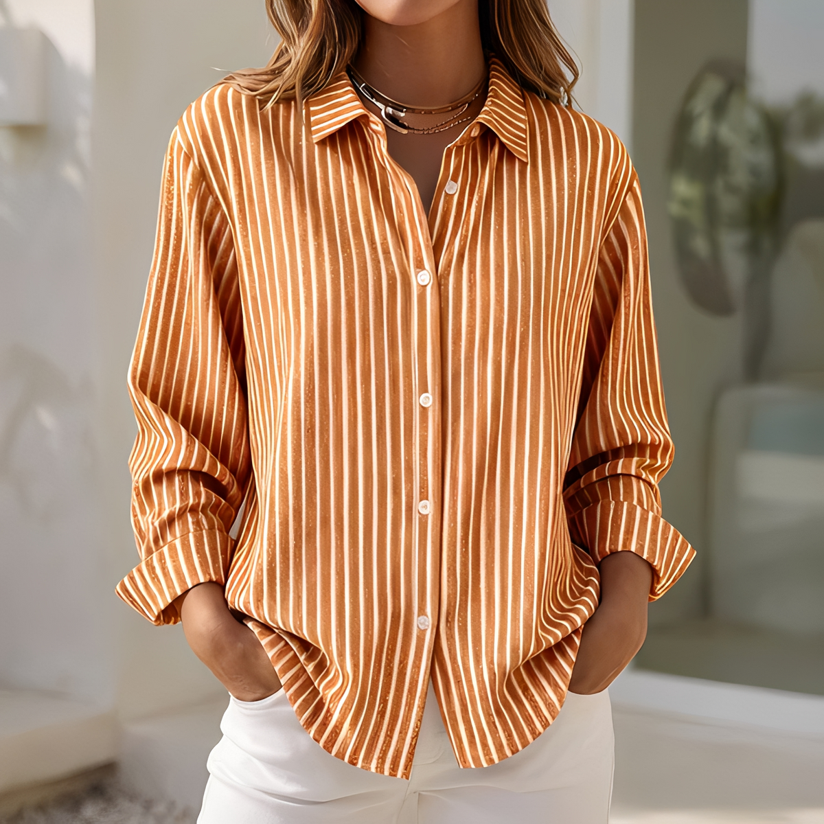 Lenna - Chemise d'été à rayures loose pour femme