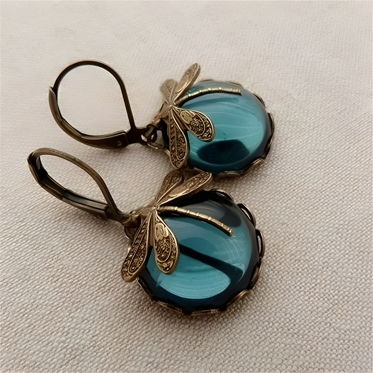Elandra – Boucles d'oreilles en forme de libellule en or ancien