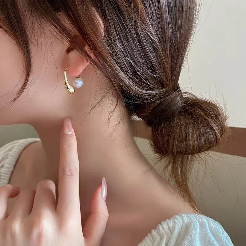Boucle d'oreille goutte d'eau de perles - Boucle d'oreille goutte d'eau avec fermoir de perles