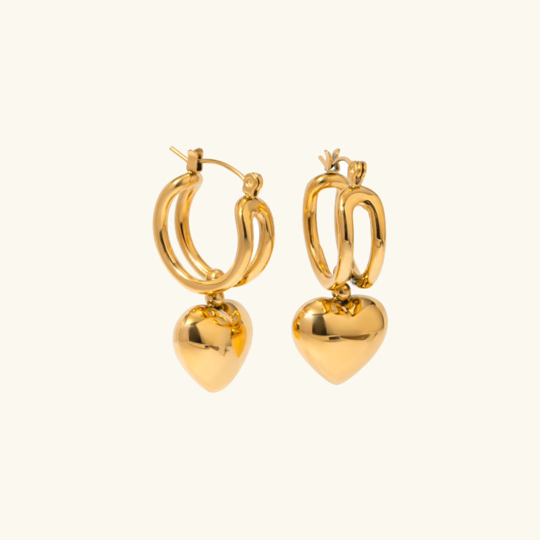 Audrey - Boucles d'oreilles en cœur en or