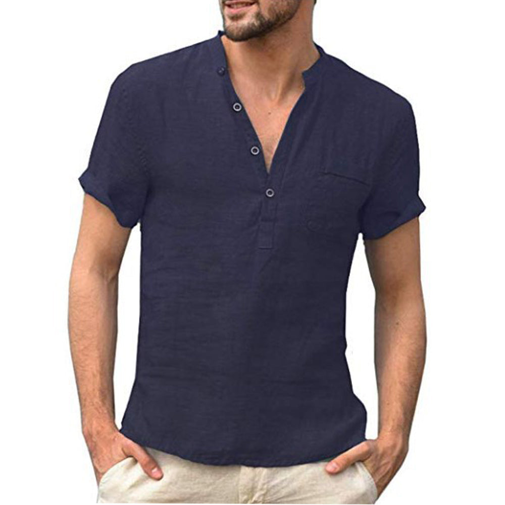 Korbin - Chemise en lin légère à manches courtes pour hommes