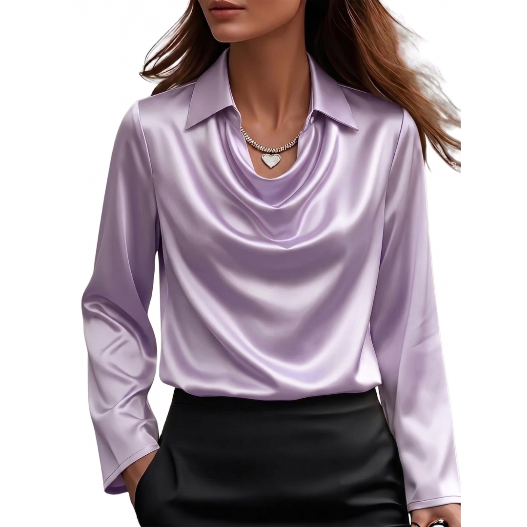 Dionne - Élégante chemise à manches longues en satin pour femmes