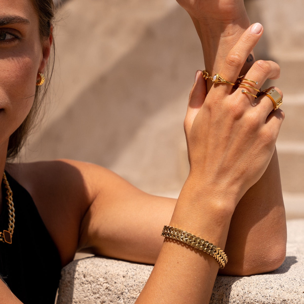 Eden – Bracelet texturé plaqué en or 18K