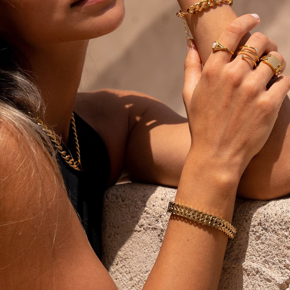 Eden – Bracelet texturé plaqué en or 18K