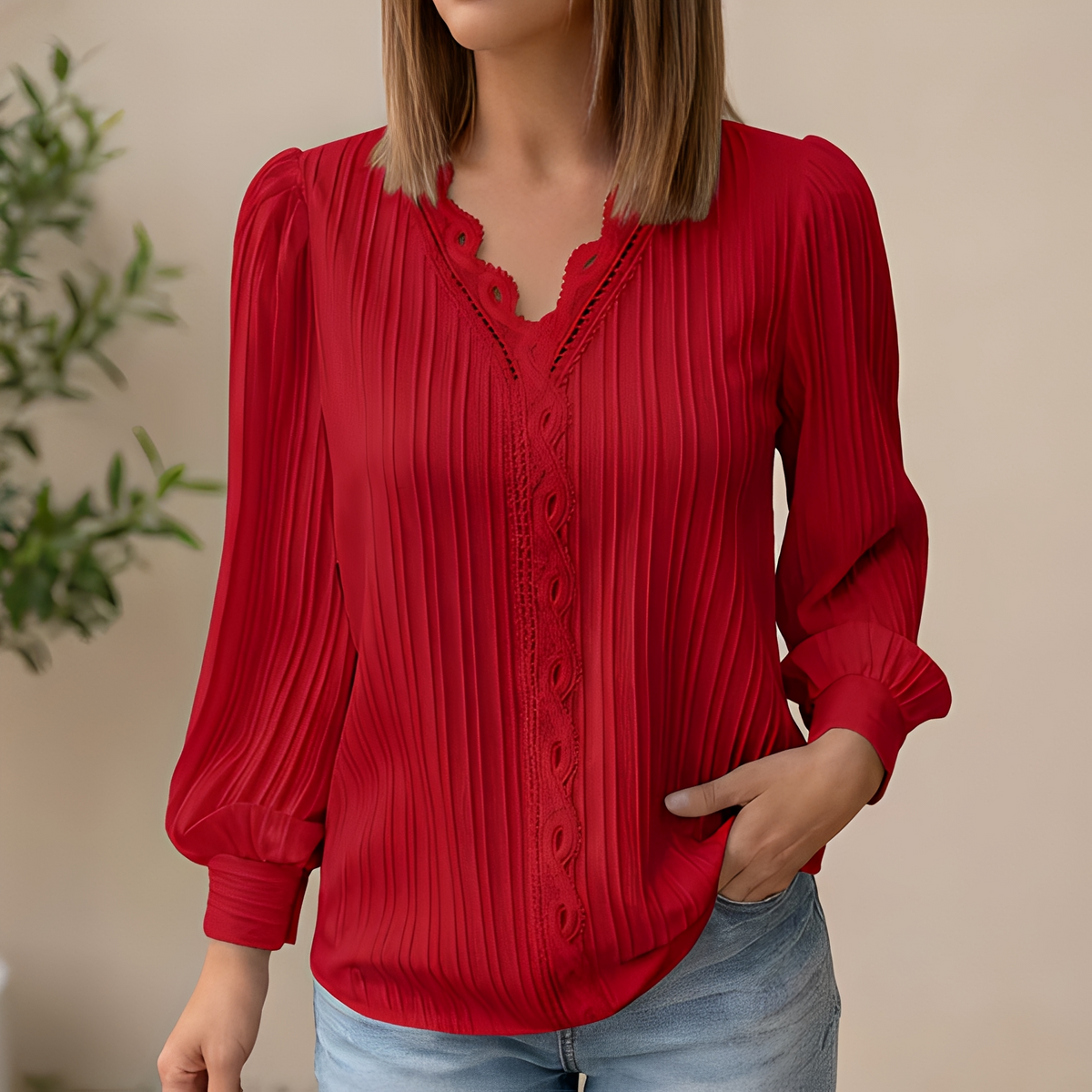 Antonette - Blouse estivale élégante avec col en V pour femmes