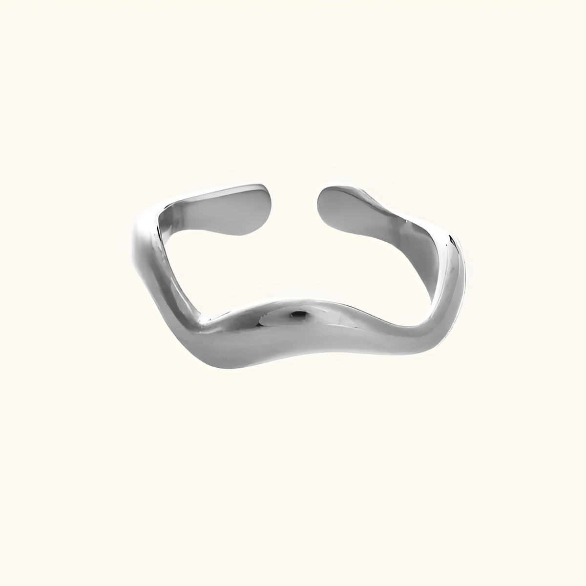 Theva – Bague ouverte en vagues d'eau en acier titane
