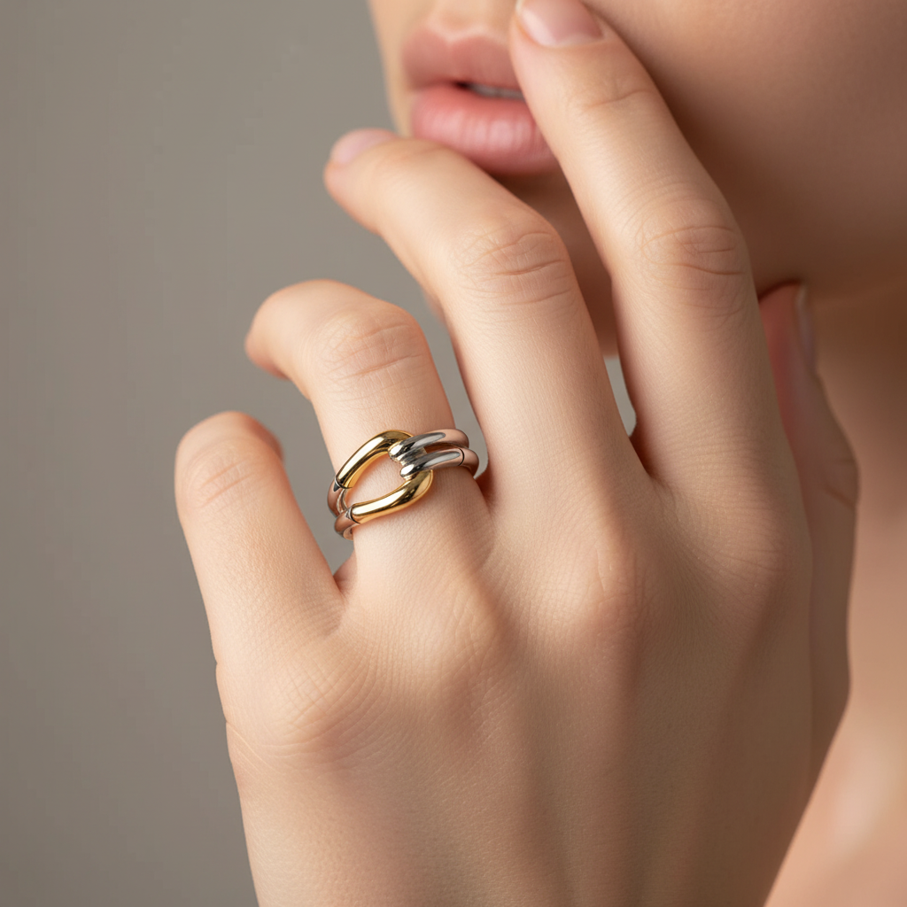 Althéa – Bague vintage avec design de nœud en or et argent
