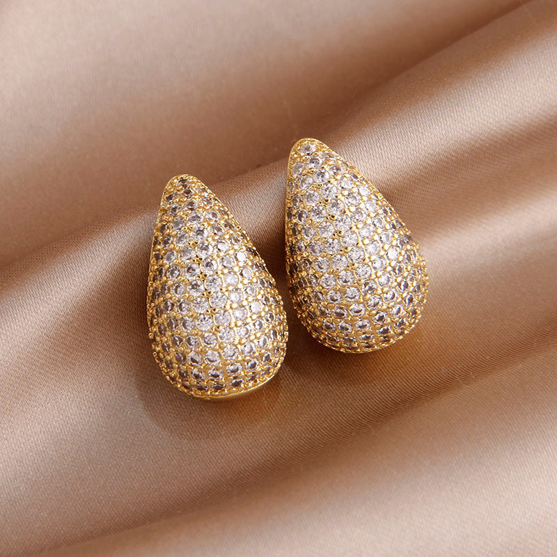 Boucles d'oreilles Diamant en Forme de Goutte - Boucle d'oreille Diamant Incrusté