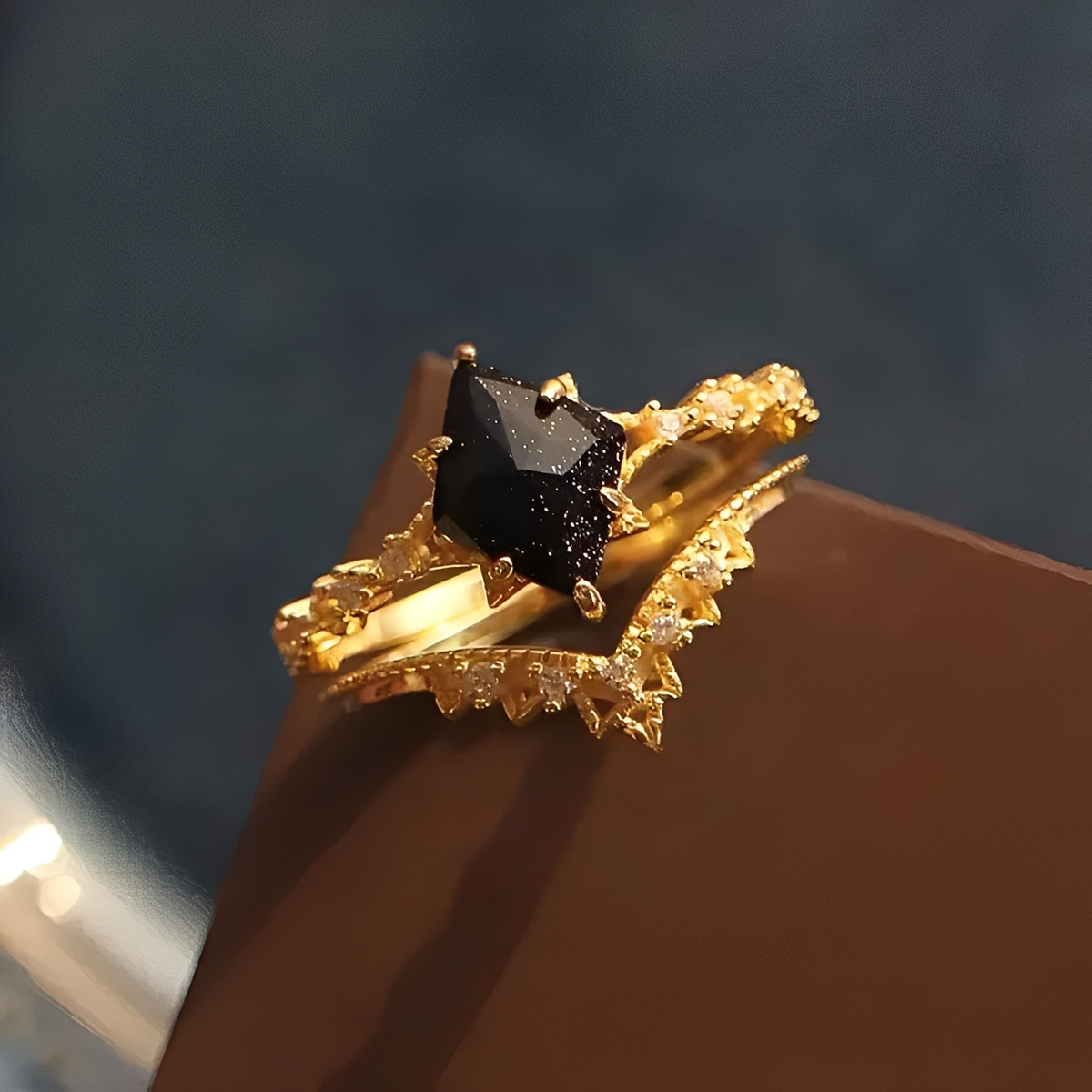 Nerisa – Bague en obsidienne nuit noire