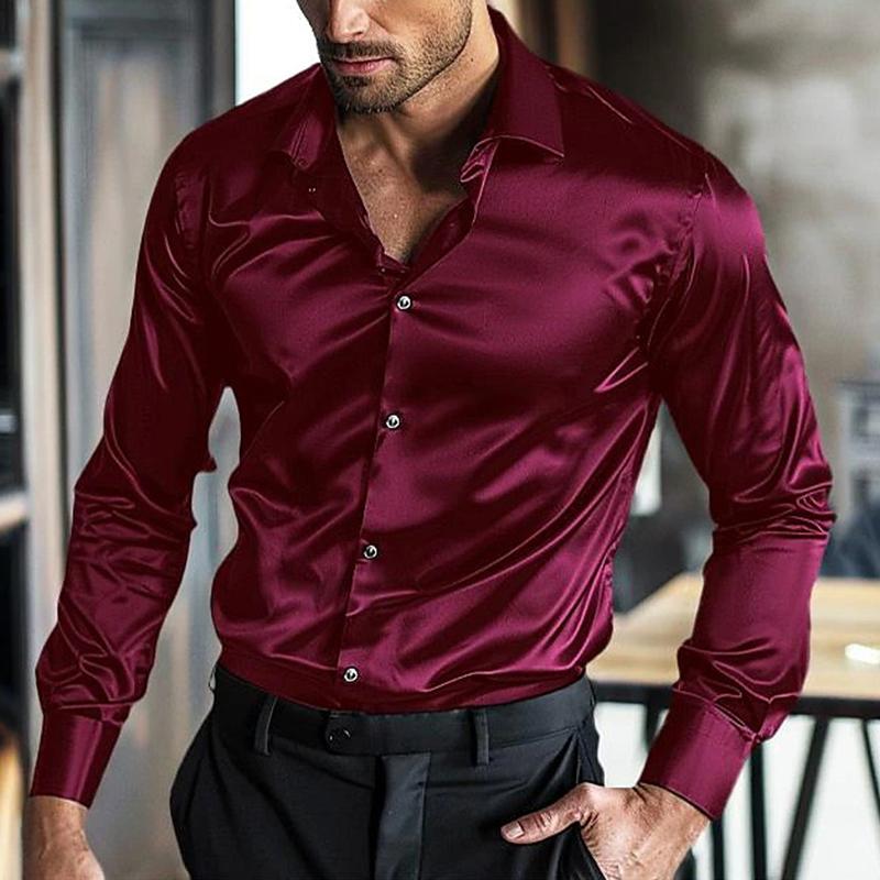 Elian – Chemise en satin brillant pour hommes