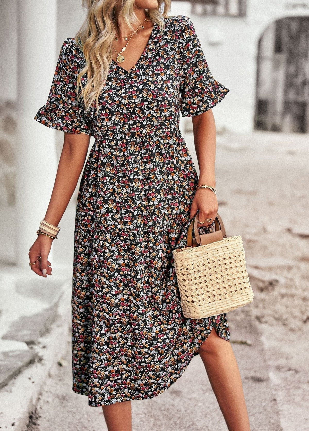 Eraliza - Robe midi florale