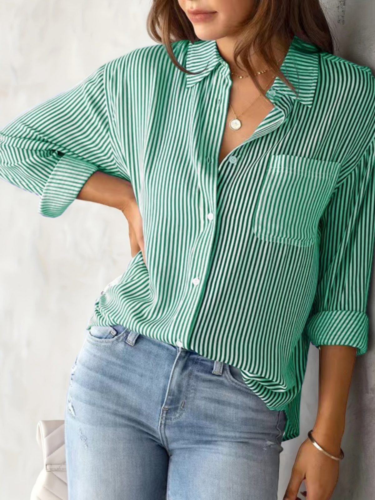 Nancy - T-shirt casual rayé à manches longues pour femmes