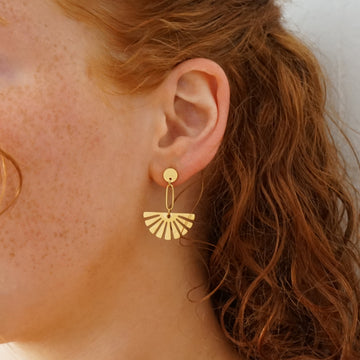 Boucles d'oreilles en goutte florale - Boucles d'oreilles en forme d'éventail