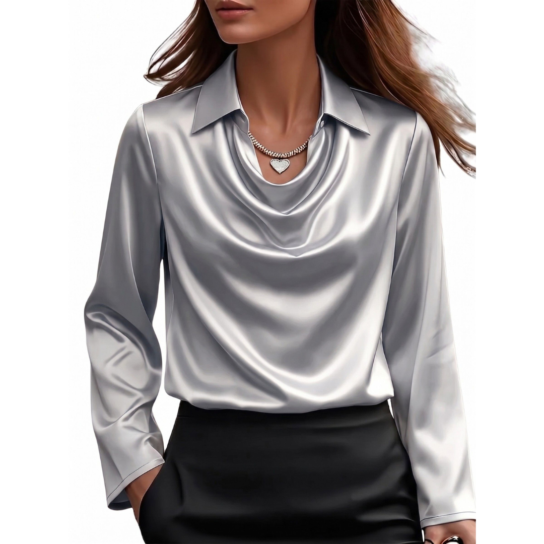 Dionne - Élégante chemise à manches longues en satin pour femmes