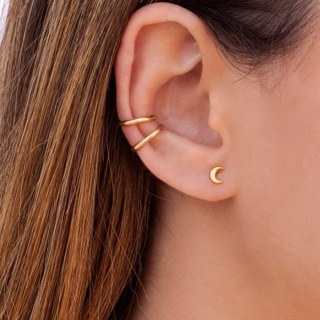 Boucles d'oreilles lune - Boucles d'oreilles lune minuscules