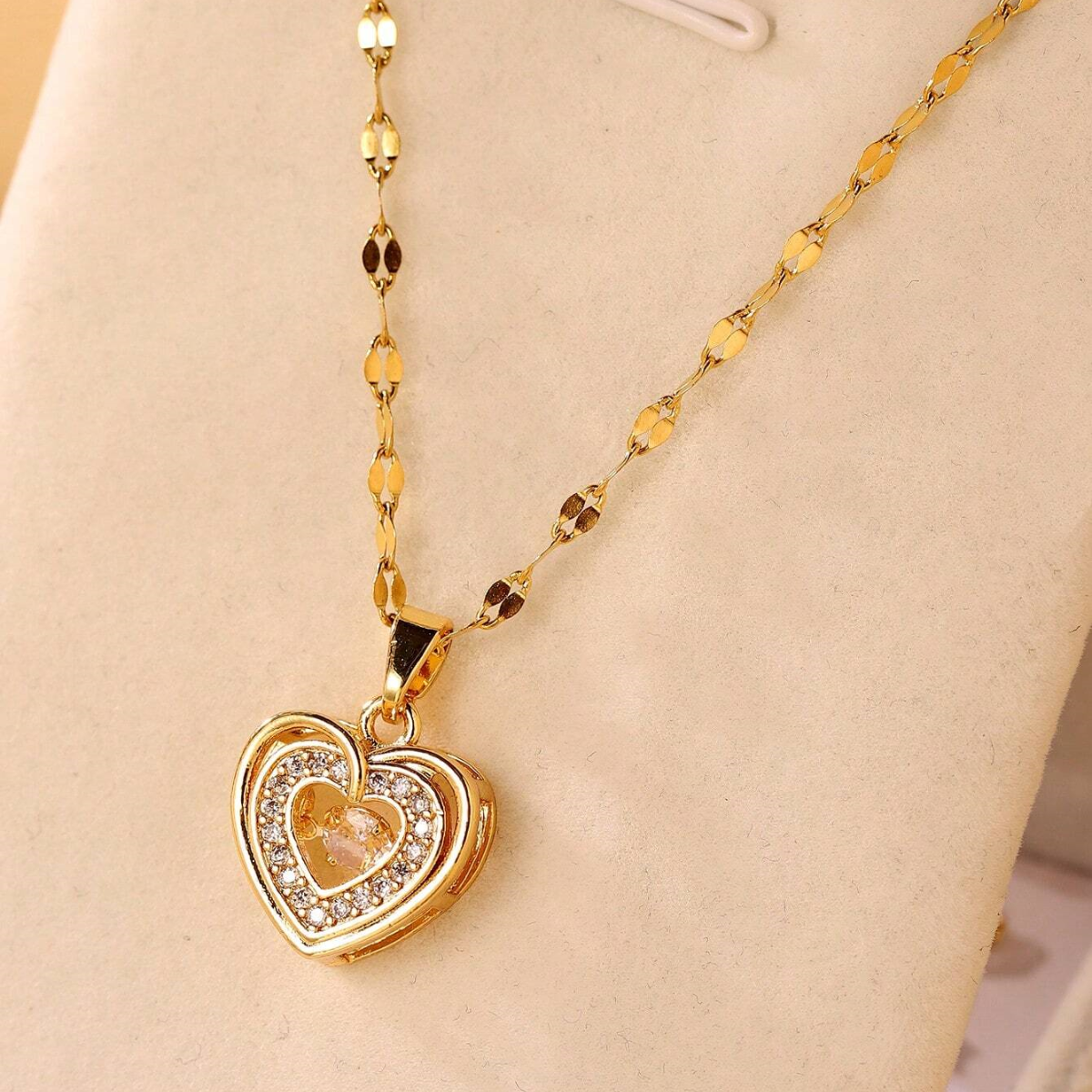 Pendentif Cœur d'Amour - Collier Double Couche