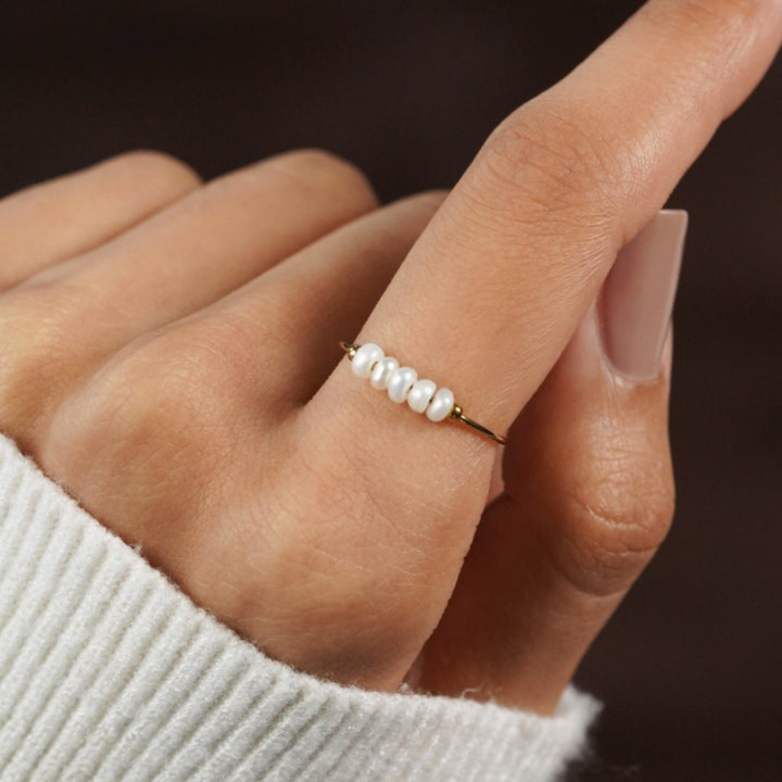 Bague en perles d'eau douce mini
