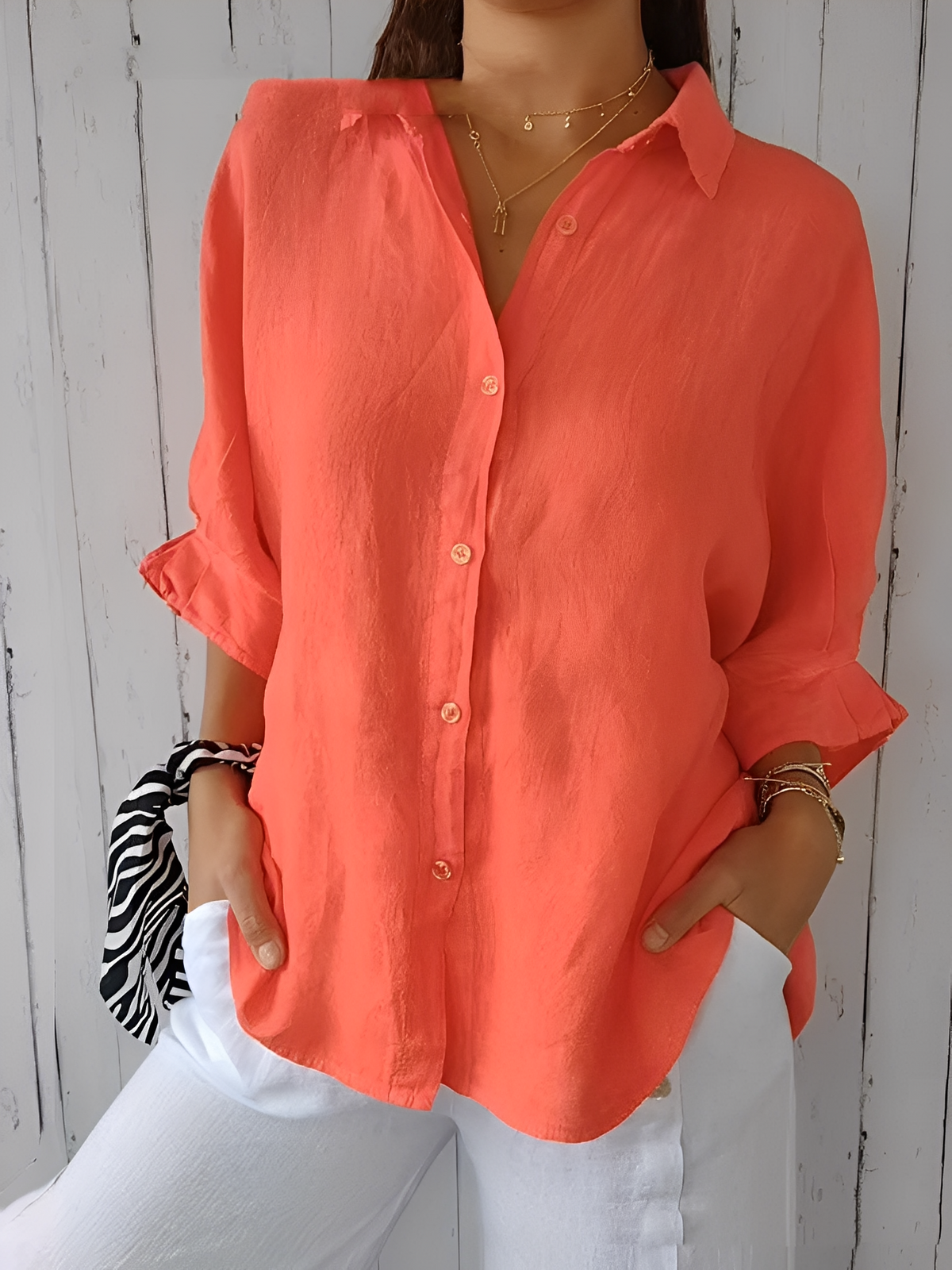 Griselda - Chemise ample en coton-lin pour femmes