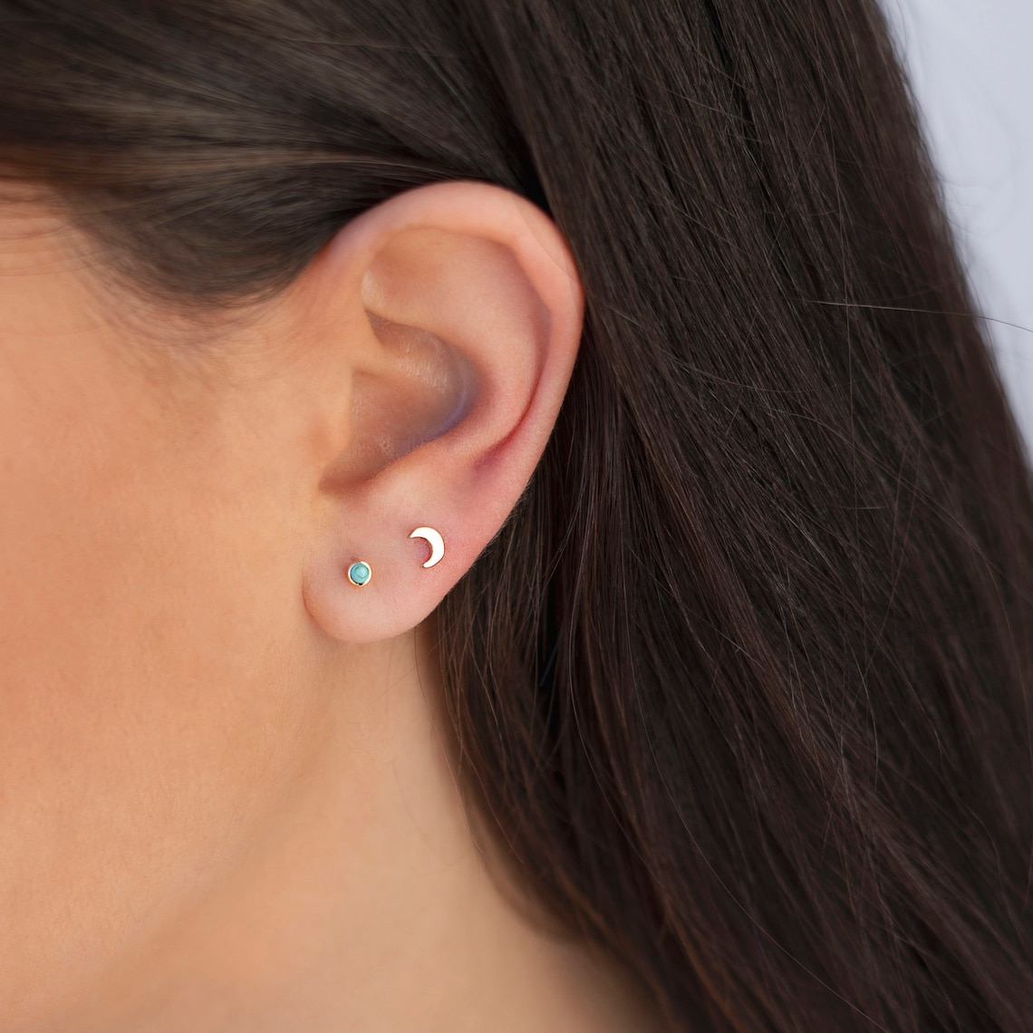 Boucles d'oreilles lune - Boucles d'oreilles lune minuscules