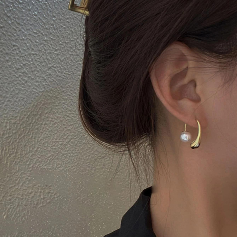 Boucle d'oreille goutte d'eau de perles - Boucle d'oreille goutte d'eau avec fermoir de perles
