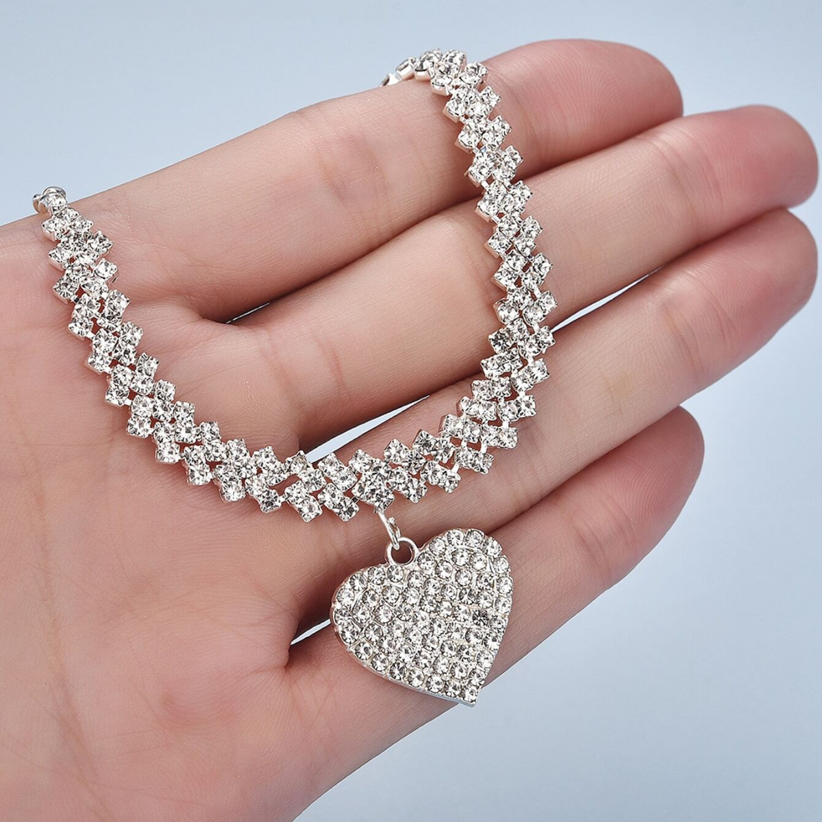 Incrustations de zircon - Collier de tennis double