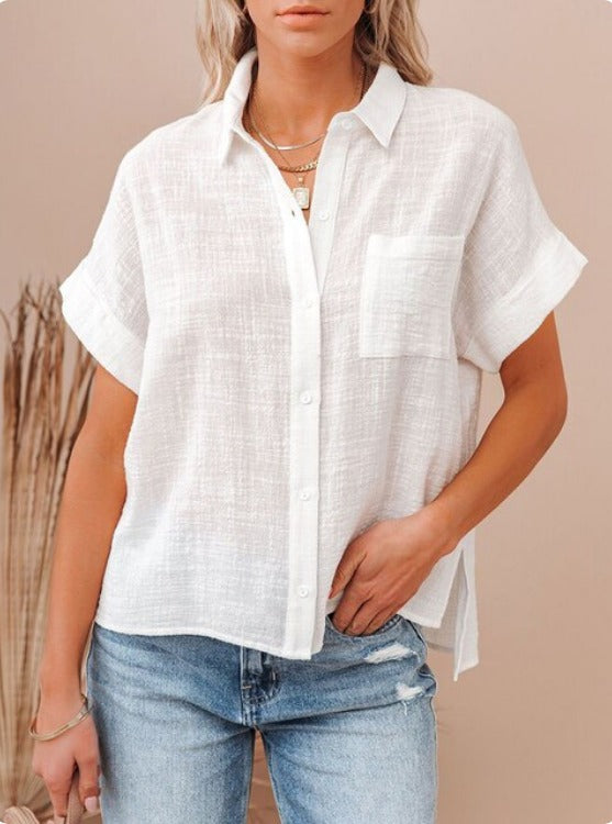 Janice - Blouse légère en tissu de coton et lin