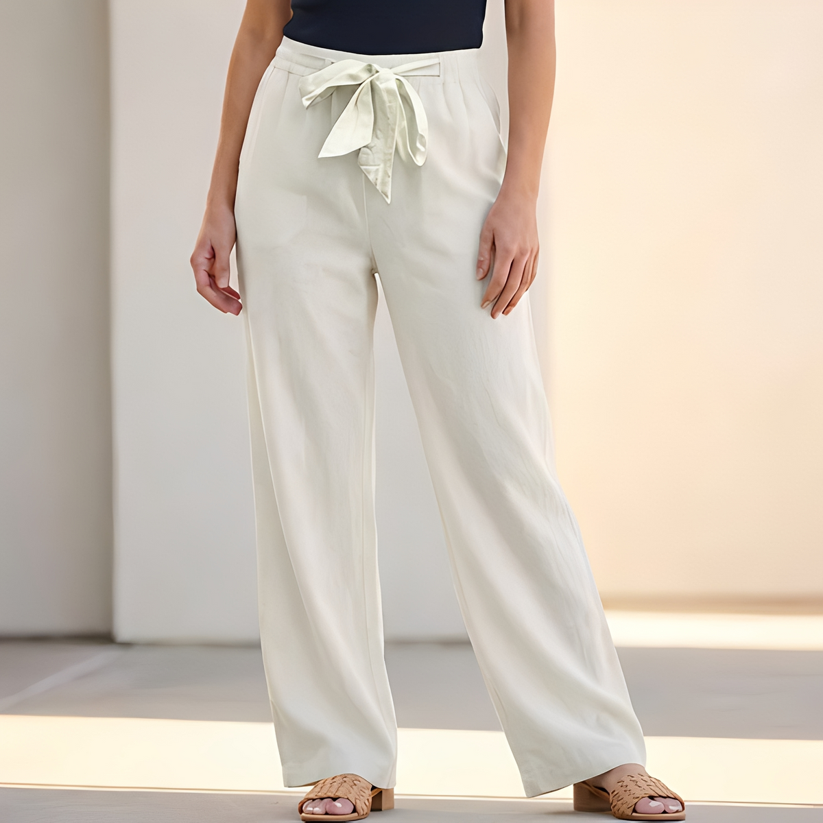 Analyn - Pantalon ample d'été avec cordon de serrage pour femme