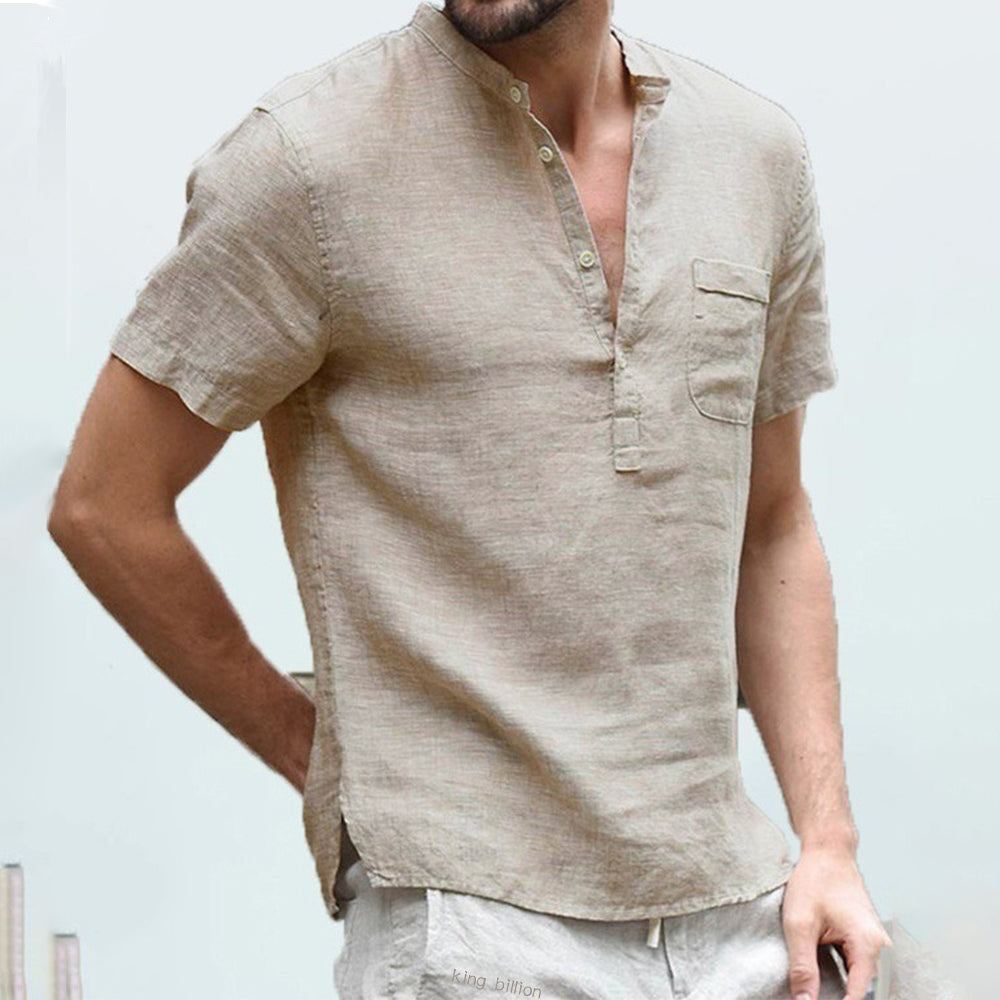Korbin - Chemise en lin légère à manches courtes pour hommes