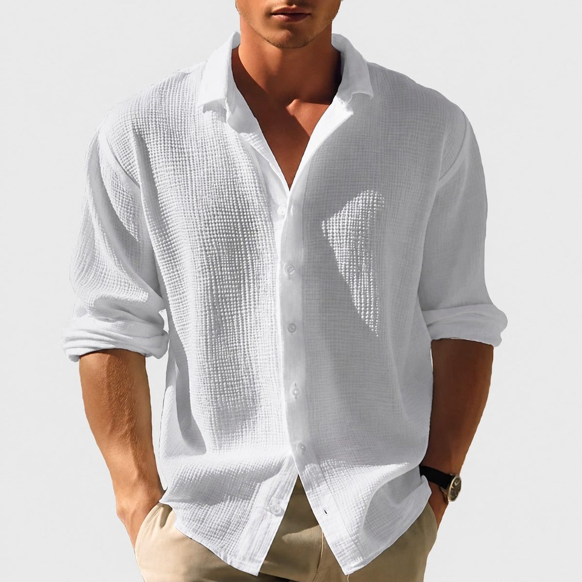 Kelvin - Chemise d'été pour hommes, légère et décontractée à boutons