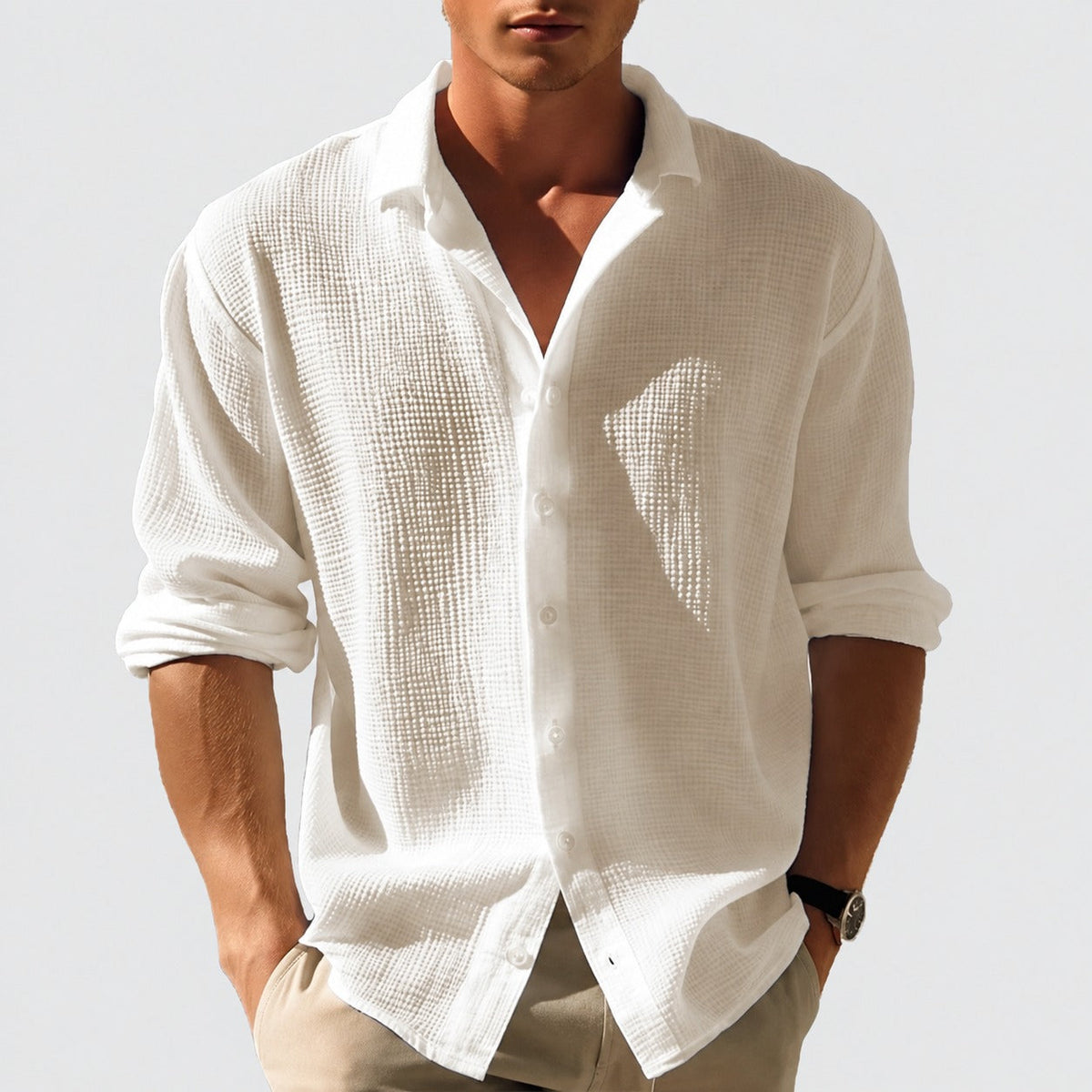 Kelvin - Chemise d'été pour hommes, légère et décontractée à boutons
