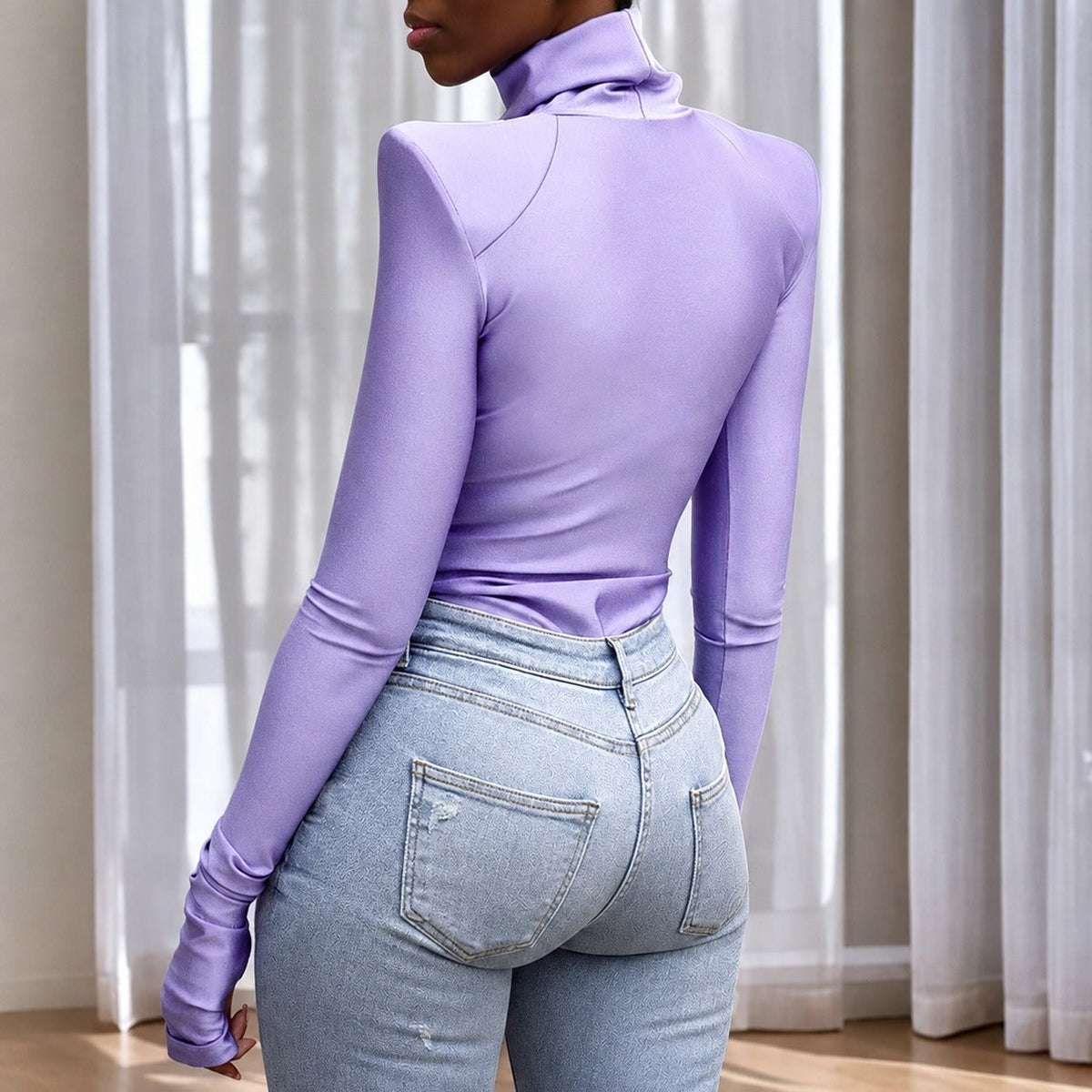 Ellery - Body à col roulé pour femmes avec épaulettes