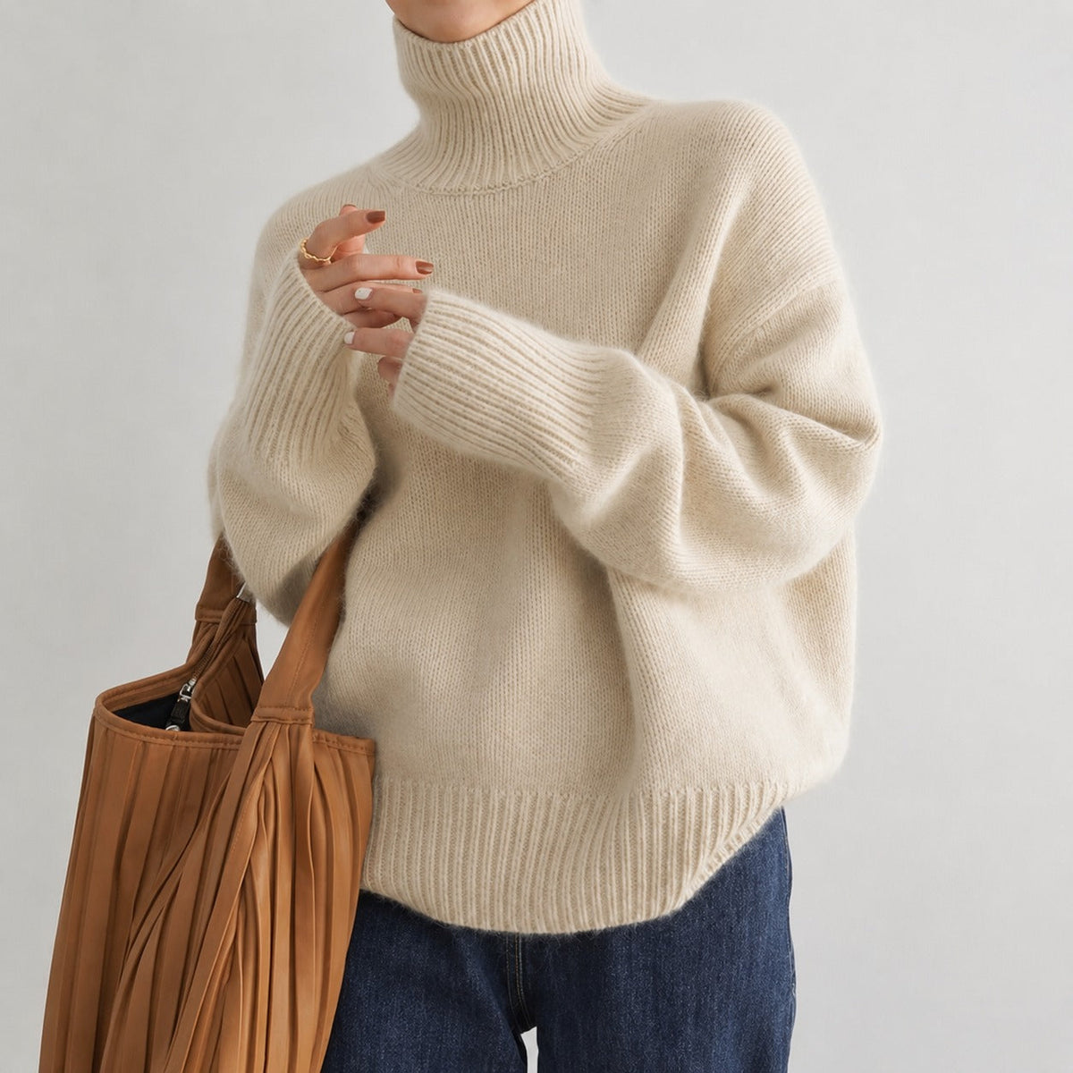 Lea - Pull ample à col roulé pour femmes
