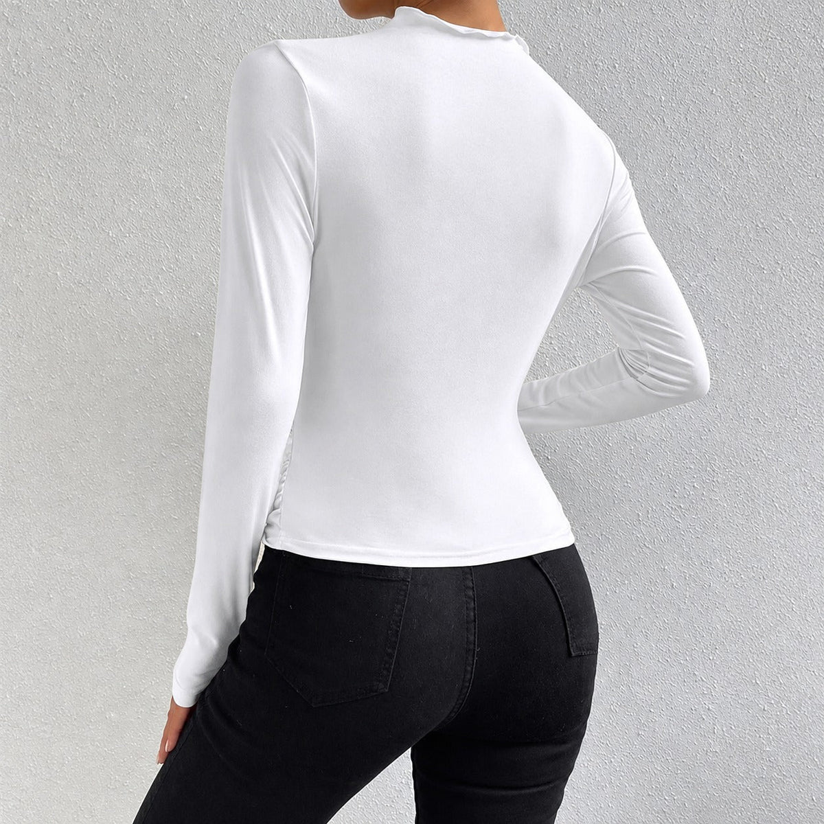Livia - T-shirt à manches longues et ajusté avec volants