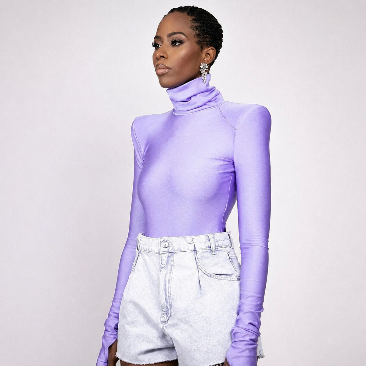 Ellery - Body à col roulé pour femmes avec épaulettes