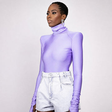 Ellery - Body à col roulé pour femmes avec épaulettes